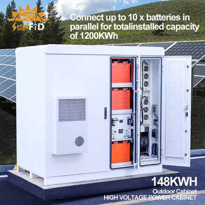 systèmes commerciaux 96V 148KWH de remisage des batteries solaire de 384V 192V