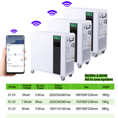 Système résidentiel de stockage de l'énergie 7.5KWH 5KWH tout dans des batteries au lithium un