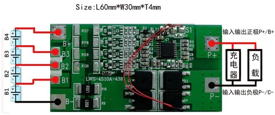 Carte rechargeable de protection de BMS Battery Lithium 3.2v 4s 10a 12.8v
